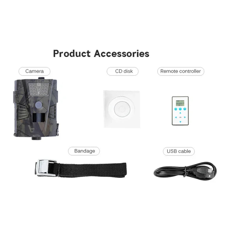 HT-001 กล้องติดตามล่าสัตว์อินฟราเรดกันน้ำ IP54 ความละเอียด 1MP พร้อมโปรแกรม Novatek96220 มุมกว้าง 120 องศา มุมตรวจจับ PIR 100 องศา, HT-001