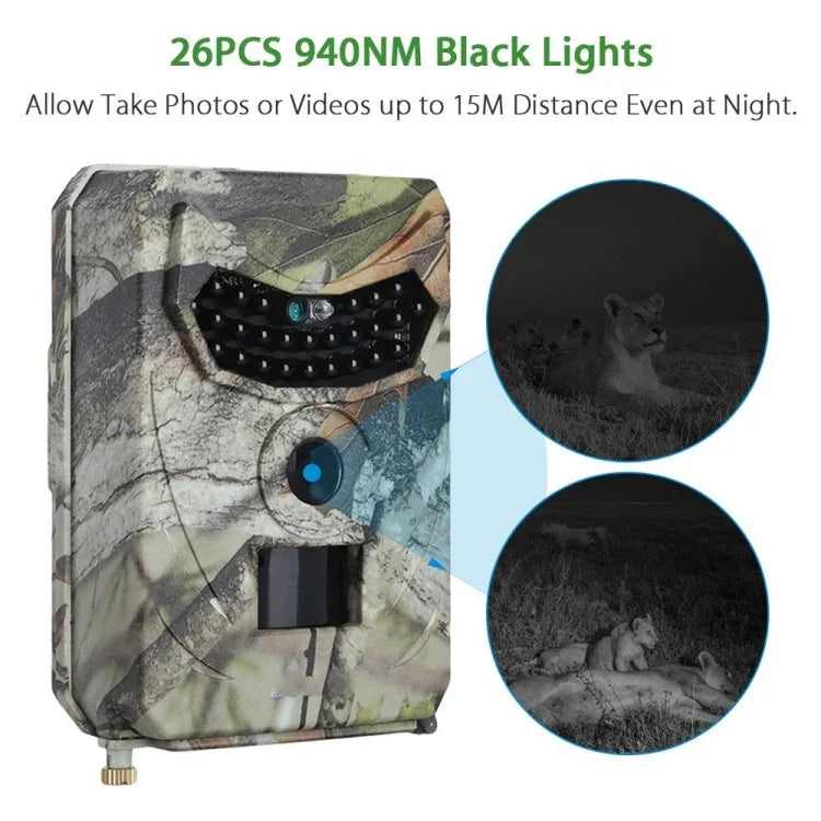 PR-100 1MP IP54 Waterproof IR Night Vision Security Hunting Trail Camera, Sunplus 1628 Program, 120 Degree Wide Angle,100 Degree PIR Sensing Angle, PR100