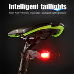 ไฟท้ายจักรยาน LED COB อัจฉริยะกันน้ำ IP65 ชาร์จ USB พร้อมรีโมทคอนโทรล, ระยะควบคุม: 1-100 ม., ไฟท้ายกันน้ำ IP65
