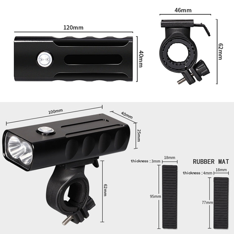 ไฟจักรยานชาร์จ USB รุ่น BX2 สำหรับแฮนด์หน้า LED (3 ชั่วโมง, หลอดไฟ L2), 3 ชั่วโมง, หลอดไฟ L2