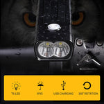 ไฟจักรยานชาร์จ USB รุ่น BX2 สำหรับแฮนด์หน้า LED (3 ชั่วโมง, หลอดไฟ L2), 3 ชั่วโมง, หลอดไฟ L2