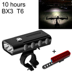 ไฟจักรยานชาร์จ USB รุ่น BX3 สำหรับแฮนด์หน้า LED (10 ชั่วโมง, หลอดไฟ T6+A02), 10 ชั่วโมง, หลอดไฟ T6+A02