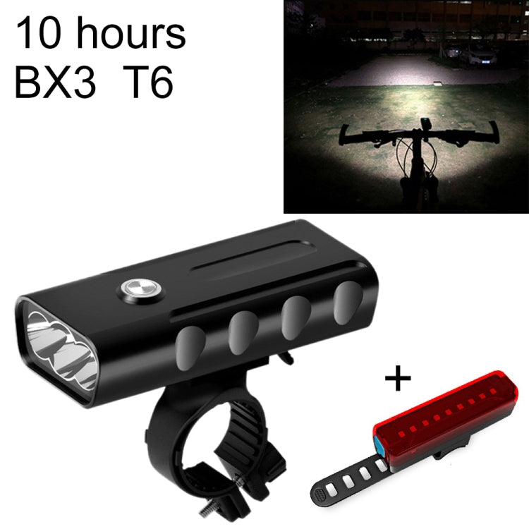 ไฟจักรยานชาร์จ USB รุ่น BX3 สำหรับแฮนด์หน้า LED (10 ชั่วโมง, หลอดไฟ T6+A02), 10 ชั่วโมง, หลอดไฟ T6+A02
