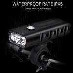 ไฟจักรยานชาร์จ USB รุ่น BX3 สำหรับแฮนด์หน้า LED (10 ชั่วโมง, หลอดไฟ T6+A02), 10 ชั่วโมง, หลอดไฟ T6+A02