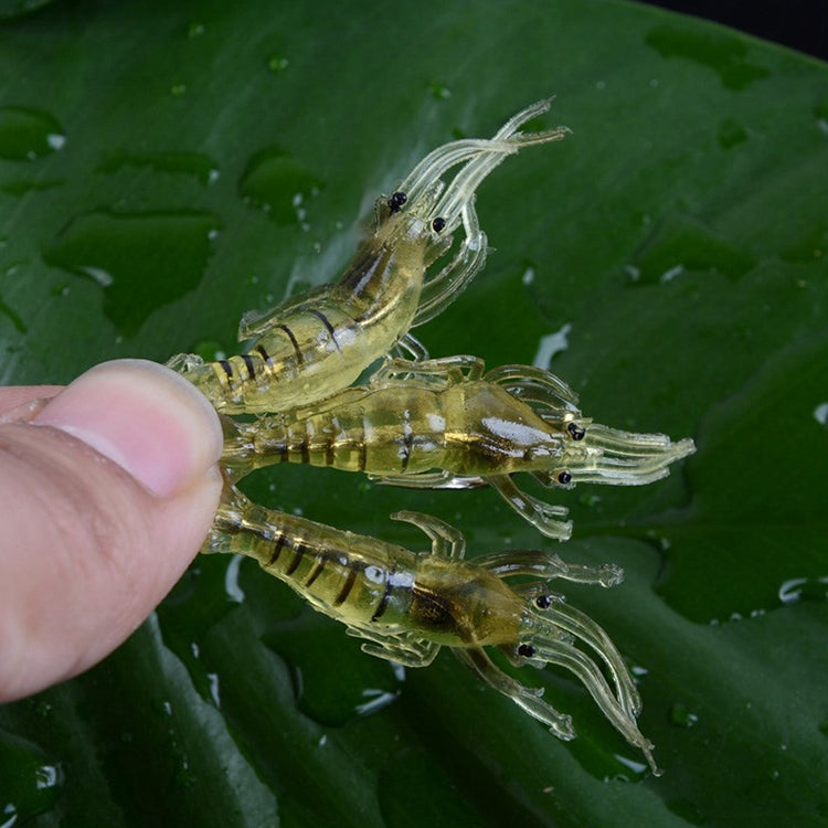 เหยื่อกุ้งนุ่มสำหรับตกปลา 10 ชิ้น ขนาด 4 ซม. เหยื่อป๊อปเปอร์, กุ้งปลอม, กุ้งเรืองแสง, กุ้งสีชมพู, กุ้งสีเขียว, กุ้งใส