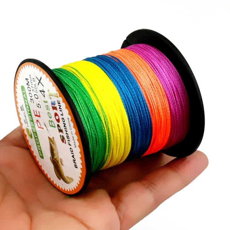 HENGJIA สายเบ็ด PE ถัก 4 เส้น สีสันสดใส ขนาด 2.0# 0.24 มม. ความตึง 28LB 11.3 กก. ยาว 300 ม. แข็งแรงพิเศษ สายว่าว, 2.0# 0.24 มม. 28LB