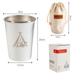 AOTU AT6657-2 ชุดแก้วน้ำสแตนเลสพับได้ 4 ชิ้น สำหรับตั้งแคมป์กลางแจ้ง