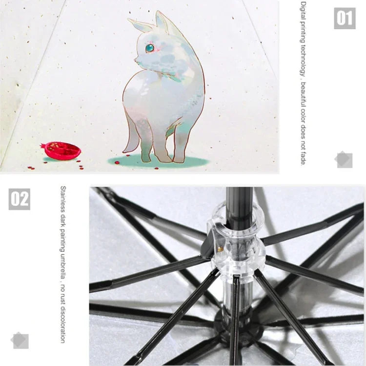 ร่มกันแดดสามพับสไตล์สดชื่นเทปเงินป้องกันรังสีอัลตราไวโอเลต, OG3876A, OG3876B, OG3876C