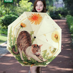 ร่มสามพับแฟชั่นลายแมวขี้เกียจเทปเงินป้องกันรังสีอัลตราไวโอเลต, ร่มลายแมวเทปเงิน