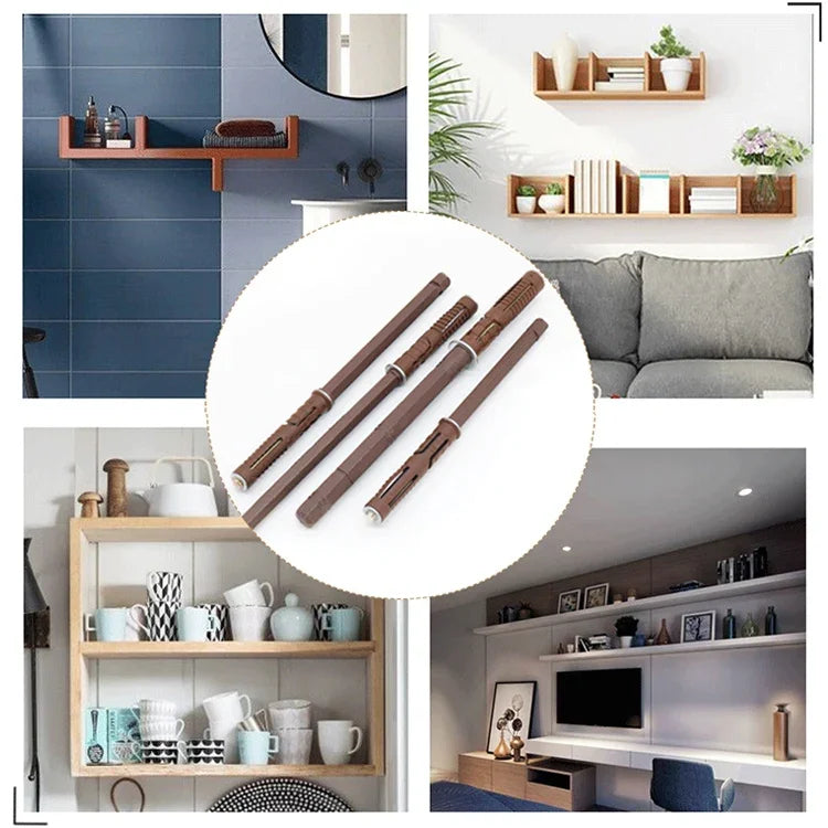 10 ชิ้น หมุดชั้นซ่อนสำหรับชั้นวางหนังสือติดผนัง หมุดบังสายตา ขนาด 14x140 มม.