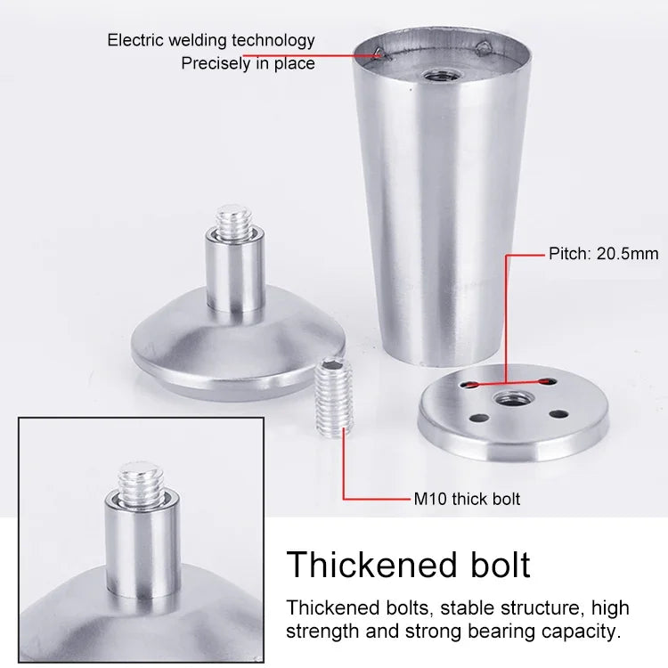 ขาโต๊ะตู้แบบถ้วยปรับระดับได้หนา สแตนเลส 150mm, 150mm