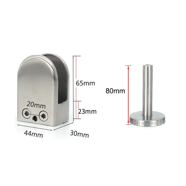 คลิปยึดแท่งรองรับแก้วปากปลาปรับระดับ สแตนเลส 201 พร้อมแท่ง 14x80mm, ขนาด: XL, XL พร้อมแท่ง 14x80mm