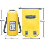 กระเป๋ากันน้ำแบบแห้งพร้อมสายสะพายคู่สำหรับกลางแจ้ง ความจุ: 15L, 15L