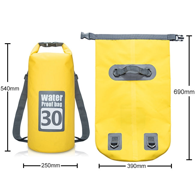 กระเป๋ากันน้ำแบบแห้งพร้อมสายสะพายคู่สำหรับกลางแจ้ง ความจุ: 30L, 30L