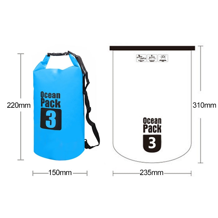 Outdoor Waterproof Single Shoulder Bag Dry Sack PVC Barrel Bag, Capacity: 3L, Capacity: 3L (Sky Blue), Capacity: 3L (Yellow), Capacity: 3L (Black), Capacity: 3L (Dark Blue), Capacity: 3L (Orange), Capacity: 3L (Pink), Capacity: 3L (Green)