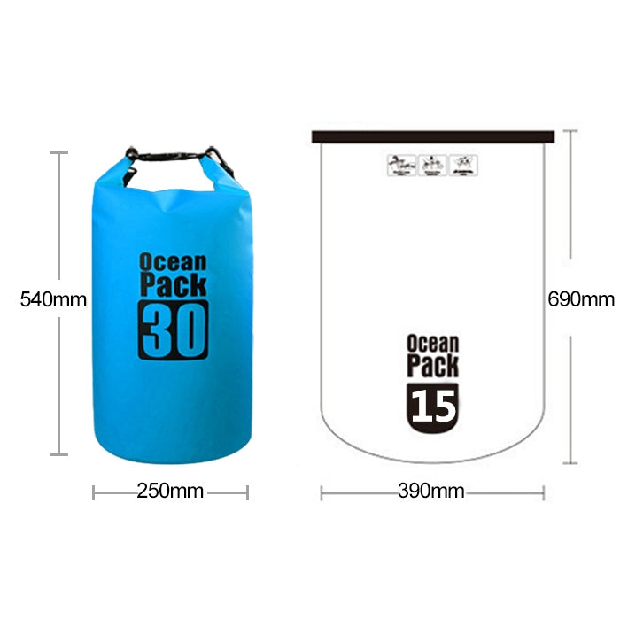 กระเป๋าสะพายคู่กันน้ำแบบแห้งสำหรับกลางแจ้ง กระเป๋าแห้งถัง PVC ความจุ: 30L, ความจุ: 30L (ฟ้าอ่อน), ความจุ: 30L (เหลือง), ความจุ: 30L (ดำ), ความจุ: 30L (น้ำเงินเข้ม), ความจุ: 30L (ส้ม), ความจุ: 30L (ชมพู), ความจุ: 30L (เขียว)