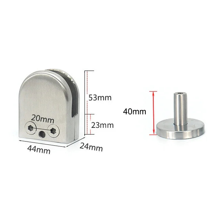 คลิปยึดแท่งรองรับแก้วปากปลาปรับระดับ สแตนเลส 201 พร้อมแท่ง 14x40mm, ขนาด: M, M พร้อมแท่ง 14x40mm