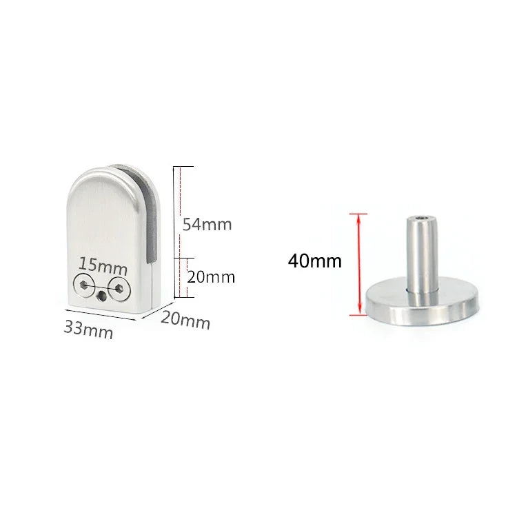 คลิปยึดแท่งรองรับแก้วปากปลาปรับระดับ สแตนเลส 304 พร้อมแท่ง 14x40mm, ขนาด: S, S พร้อมแท่ง 14x40mm