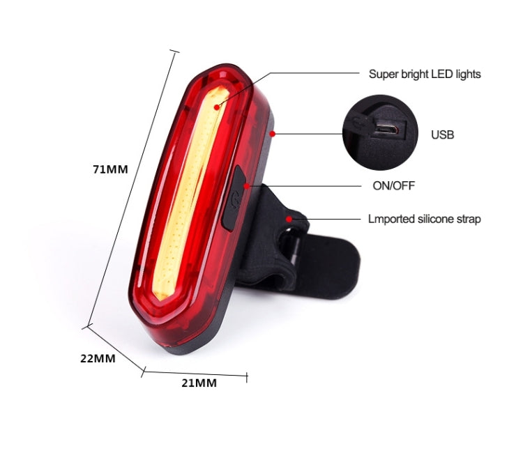 ไฟท้ายจักรยาน LED สีคู่ AQY-096 IPX4 ถอดได้ ชาร์จ USB สีขาว & แดง, น้ำเงิน & แดง