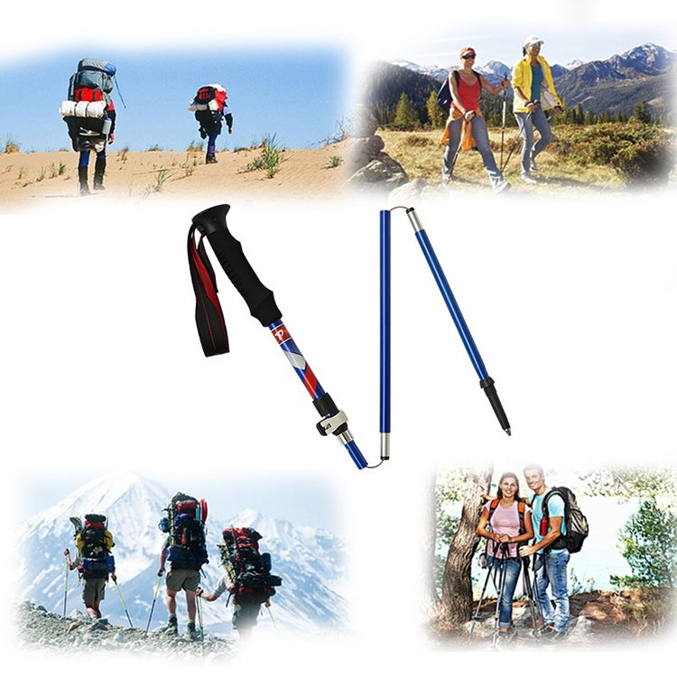 ไม้เท้าเดินป่าพับได้แบบ 5 ข้อต่อ อลูมิเนียมอัลลอย Alpenstocks ความยาวพับ : 35CM (สีดำ), ความยาวพับ : 35CM (สีเขียว), ความยาวพับ : 35CM (สีน้ำเงิน), ความยาวพับ : 35CM (สีแดง)