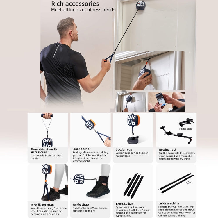 เครื่องสูบลมฟิตเนสพกพา Unitree ปรับแรงต้านได้ 4.4-44 ปอนด์ สายเคเบิล, รุ่นสีฟ้าเข้ม, สีฟ้า-ส้ม, สีขาว, สีชมพู