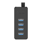 ORICO W5P-U3-30 ฮับเดสก์ท็อป USB 3.0 4 พอร์ต พร้อมสาย Micro USB 30 ซม. และแหล่งจ่ายไฟ, W5P-U3-30 สีดำ