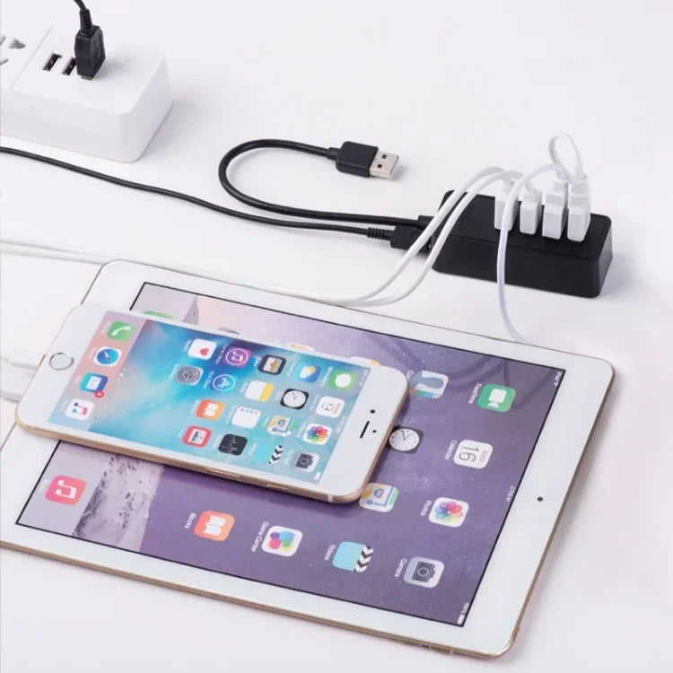 ORICO W5P-U3-30 ฮับเดสก์ท็อป USB 3.0 4 พอร์ต พร้อมสาย Micro USB 30 ซม. และแหล่งจ่ายไฟ, W5P-U3-30 สีดำ