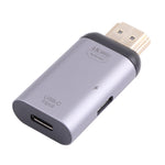 อะแดปเตอร์ 2 in 1 HDMI 4K 60Hz ตัวผู้ถึง USB-C / Type-C ชาร์จ + USB-C / Type-C ตัวเมีย, HDMI
