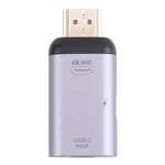 อะแดปเตอร์ 2 in 1 HDMI 4K 60Hz ตัวผู้ถึง USB-C / Type-C ชาร์จ + USB-C / Type-C ตัวเมีย, HDMI