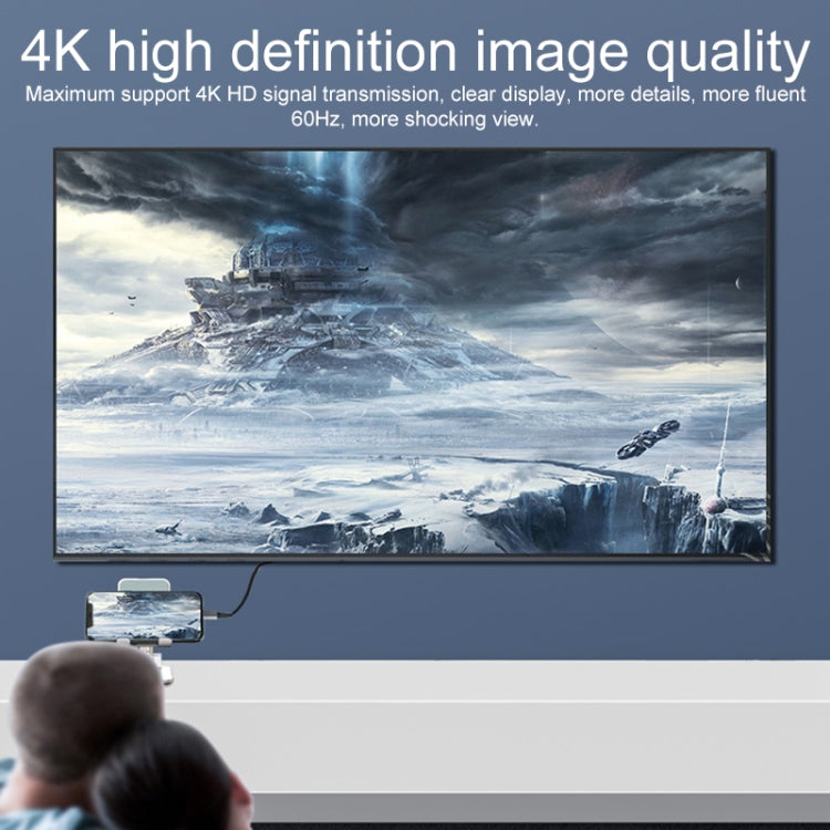 อะแดปเตอร์ 2 in 1 HDMI 4K 60Hz ตัวผู้ถึง USB-C / Type-C ชาร์จ + USB-C / Type-C ตัวเมีย, HDMI