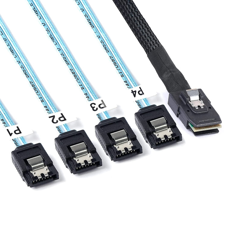 สายข้อมูล Mini SAS (SFF-8087) ถึง 4 x SATA 7 ขา ตัวเมีย แบบแยกไปข้างหน้า 6Gbps ความยาว 50 ซม., SFF-8087 (ความยาว 50 ซม.)