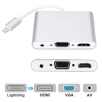 อะแดปเตอร์ 3 in 1 8 Pin เป็น HDMI / VGA / Audio