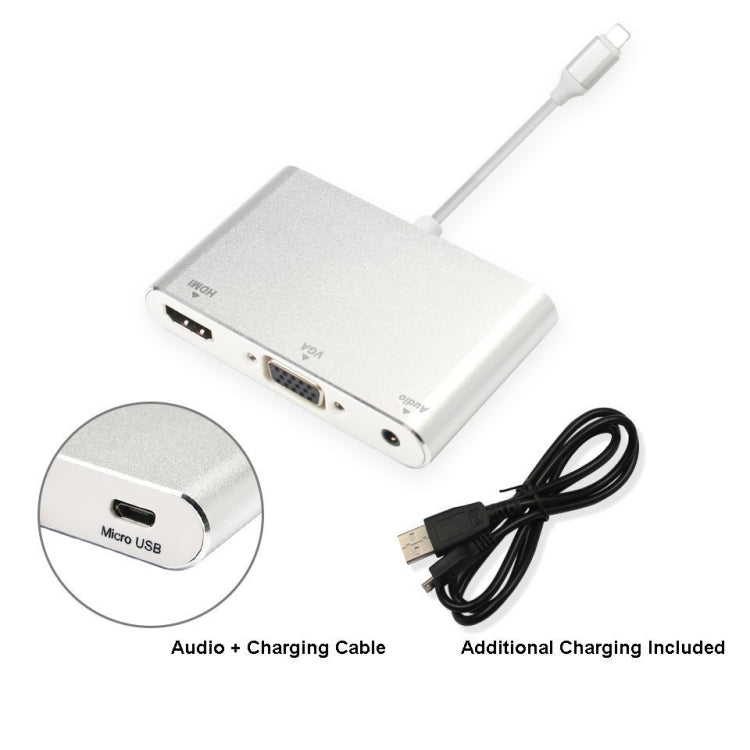 อะแดปเตอร์ 3 in 1 8 Pin เป็น HDMI / VGA / Audio