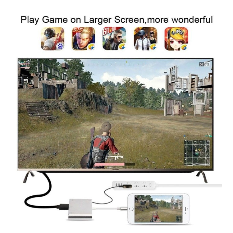 อะแดปเตอร์ 3 in 1 8 Pin เป็น HDMI / VGA / Audio
