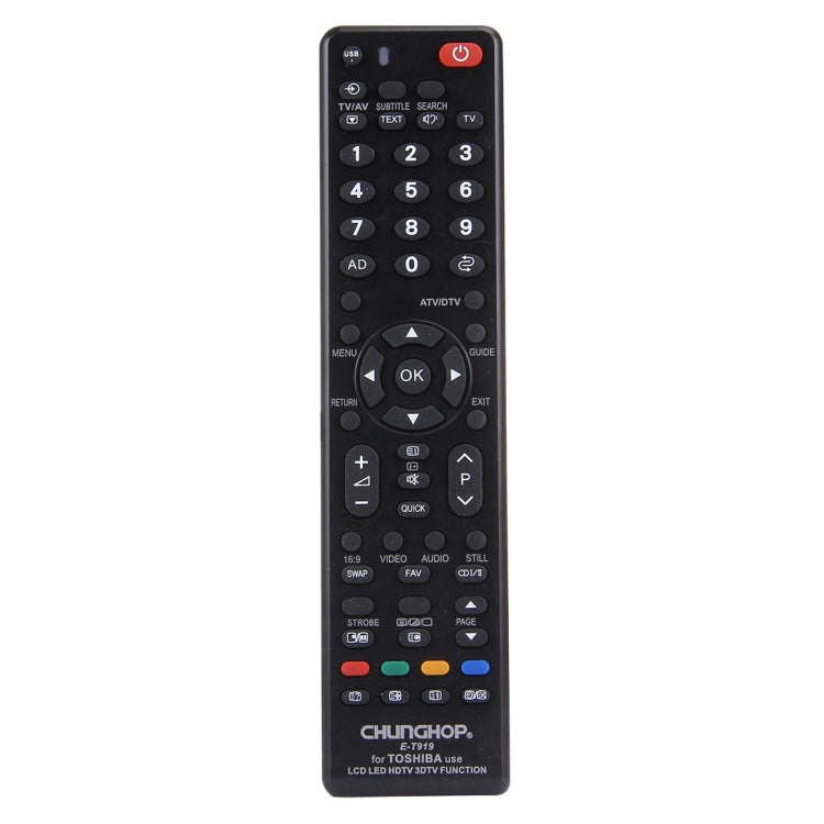 รีโมทคอนโทรลอเนกประสงค์ CHUNGHOP E-T919 สำหรับทีวี TOSHIBA LED TV / LCD TV / HDTV / 3DTV