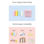 เครื่องพิมพ์พกพาไร้หมึก Peripage A6 แบบพิมพ์ความร้อน Bluetooth สีชมพู, สีฟ้า, สีขาว