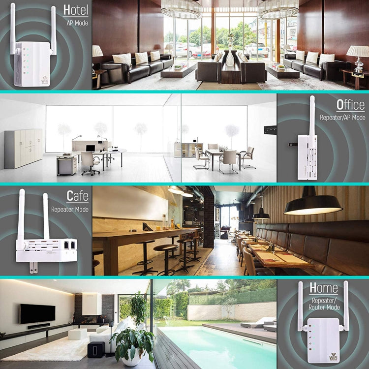เครื่องขยายสัญญาณ WiFi รีพีตเตอร์ 300Mbps Wireless-N พร้อมเสาอากาศภายนอก 2 ต้น ปลั๊ก EU, เสาอากาศภายนอก 2 ต้น (สีขาว), เสาอากาศภายนอก 2 ต้น (สีดำ)