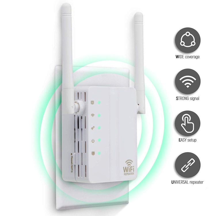 เครื่องขยายสัญญาณ WiFi รีพีตเตอร์ 300Mbps Wireless-N พร้อมเสาอากาศภายนอก 2 ต้น ปลั๊ก EU, เสาอากาศภายนอก 2 ต้น (สีขาว), เสาอากาศภายนอก 2 ต้น (สีดำ)