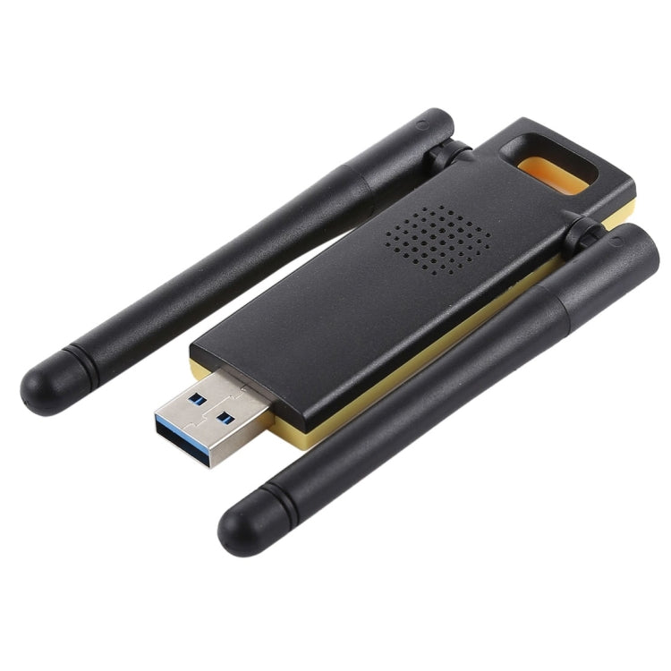 อะแดปเตอร์ WiFi USB 3.0 แบบสองย่านความถี่ 2.4GHz & 5GHz ความเร็ว AC1200Mbps พร้อมเสาอากาศภายนอก 2 ต้น, AC1200Mbps USB 3.0