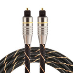 สายสัญญาณเสียงดิจิทัล Toslink ชาย-ชาย หัวโลหะชุบทอง เส้นถัก เส้นผ่าศูนย์กลาง 6.0 มม. ยาว 1 เมตร