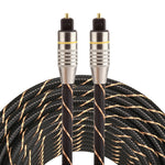 สายสัญญาณเสียงดิจิทัล Toslink ชาย-ชาย หัวโลหะชุบทอง เส้นถัก เส้นผ่าศูนย์กลาง 6.0 มม. ยาว 10 เมตร
