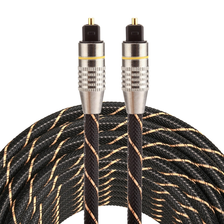 สายสัญญาณเสียงดิจิทัล Toslink ชาย-ชาย หัวโลหะชุบทอง เส้นถัก เส้นผ่าศูนย์กลาง 6.0 มม. ยาว 10 เมตร