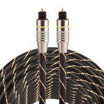 สายสัญญาณเสียงดิจิทัล Toslink ชาย-ชาย หัวโลหะชุบทอง เส้นถัก เส้นผ่าศูนย์กลาง 6.0 มม. ยาว 15 เมตร