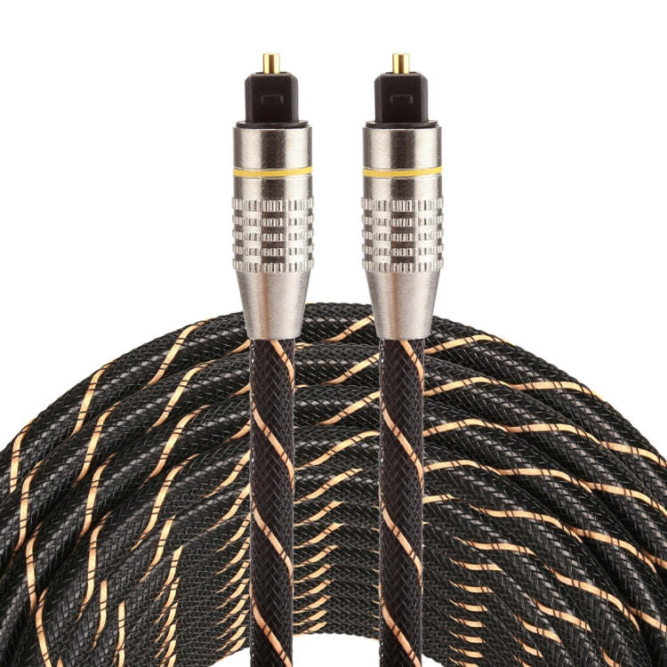 สายสัญญาณเสียงดิจิทัล Toslink ชาย-ชาย หัวโลหะชุบทอง เส้นถัก เส้นผ่าศูนย์กลาง 6.0 มม. ยาว 15 เมตร
