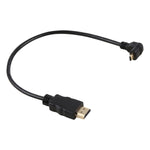 สายแปลง HDMI 4K ชาย 30 ซม. เป็น Micro HDMI ชายมุมกลับ หัวชุบทอง, 30 ซม. มุมกลับ