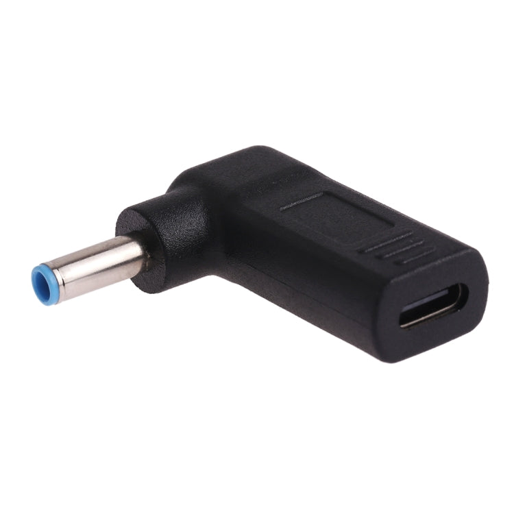 อะแดปเตอร์ข้อต่อ USB-C / Type-C ตัวเมียเป็นปลั๊กตัวผู้ 4.5 x 3.0 มม. แบบข้อศอก สีดำและสีน้ำเงิน 4.5 x 3.0 มม. แบบข้อศอก
