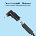 อะแดปเตอร์ข้อต่อ USB-C / Type-C ตัวเมียเป็นปลั๊กตัวผู้ 4.5 x 3.0 มม. แบบข้อศอก สีดำและสีน้ำเงิน 4.5 x 3.0 มม. แบบข้อศอก