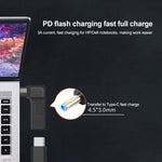อะแดปเตอร์ข้อต่อ USB-C / Type-C ตัวเมียเป็นปลั๊กตัวผู้ 4.5 x 3.0 มม. แบบข้อศอก สีดำและสีน้ำเงิน 4.5 x 3.0 มม. แบบข้อศอก