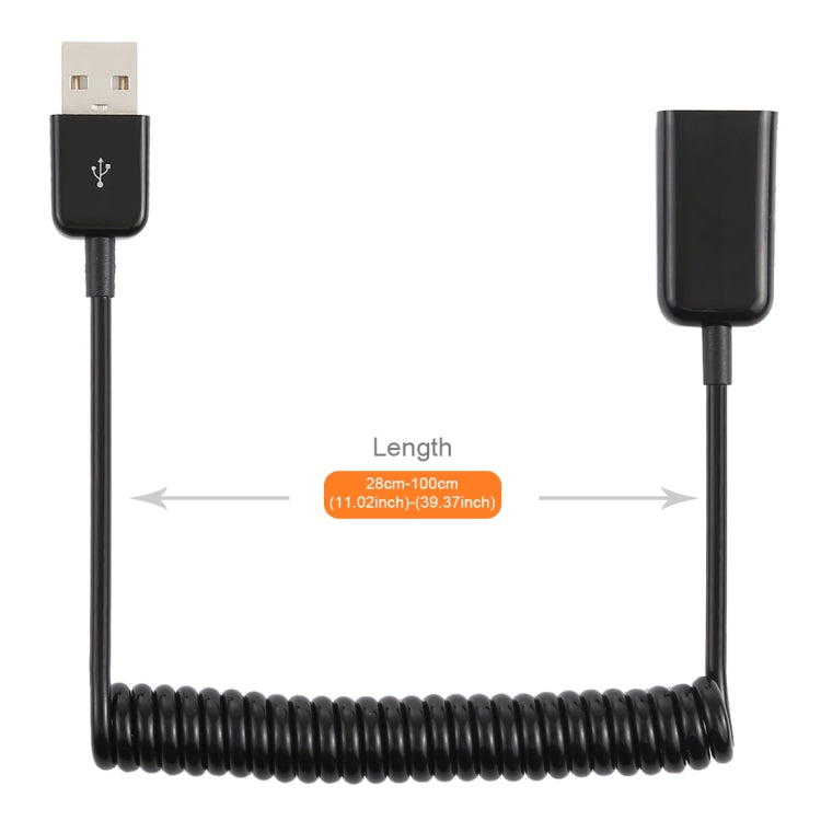 สาย USB-A ตัวผู้เป็น USB-A ตัวเมียแบบสปริงม้วน ความยาว: 1.0m, AM เป็น AF