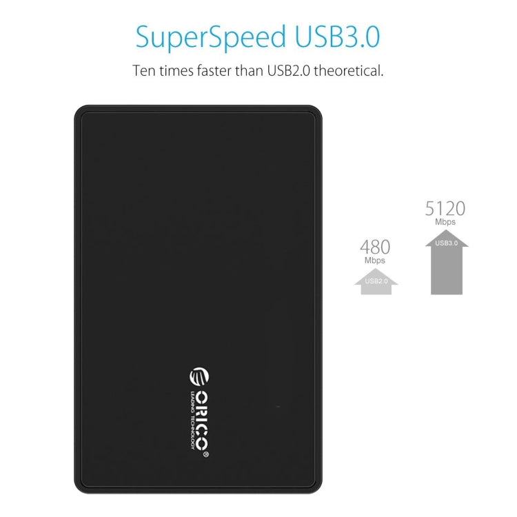 กล่องเก็บฮาร์ดดิสก์ภายนอก ORICO 2588US3 USB3.0 สำหรับ HDD / SSD SATA ขนาด 2.5 นิ้ว ความหนา 9.5 มม. สำหรับแล็ปท็อป